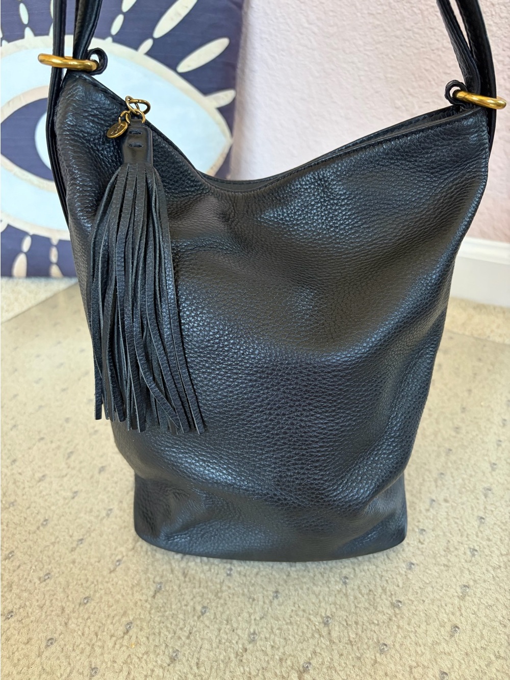 HOBO The Original Blaze Black Pebbled Leather 3-in-1 Convertible Backpack Bag
